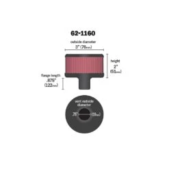 62-1160 K&N Vent Air Filter/ Breather -K&N Sales Store 62 1160 Dim
