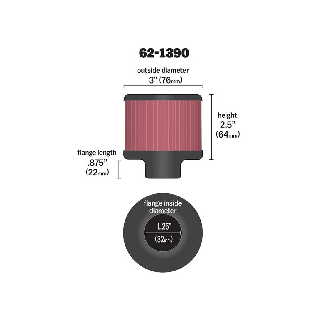 62-1390 K&N Vent Air Filter/ Breather 4 62-1390 K&N Vent Air Filter/ Breather - Image 2