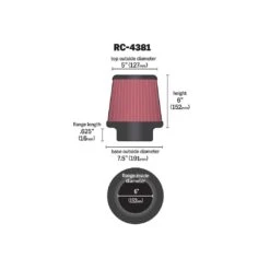 RC-4381 K&N Universal Clamp-On Air Filter 11 RC-4381 K&N Universal Clamp-On Air Filter -K&N Sales Store RC 4381 Dim