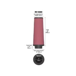 RE-0880 K&N Universal Clamp-On Air Filter 10 RE-0880 K&N Universal Clamp-On Air Filter -K&N Sales Store RE 0880 Dim
