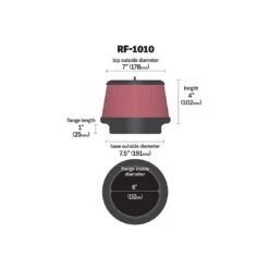RF-1010 K&N SPECIAL ORDER Univ Clamp-On Fltr 5 RF-1010 K&N SPECIAL ORDER Univ Clamp-On Fltr -K&N Sales Store RF 1010 Dim