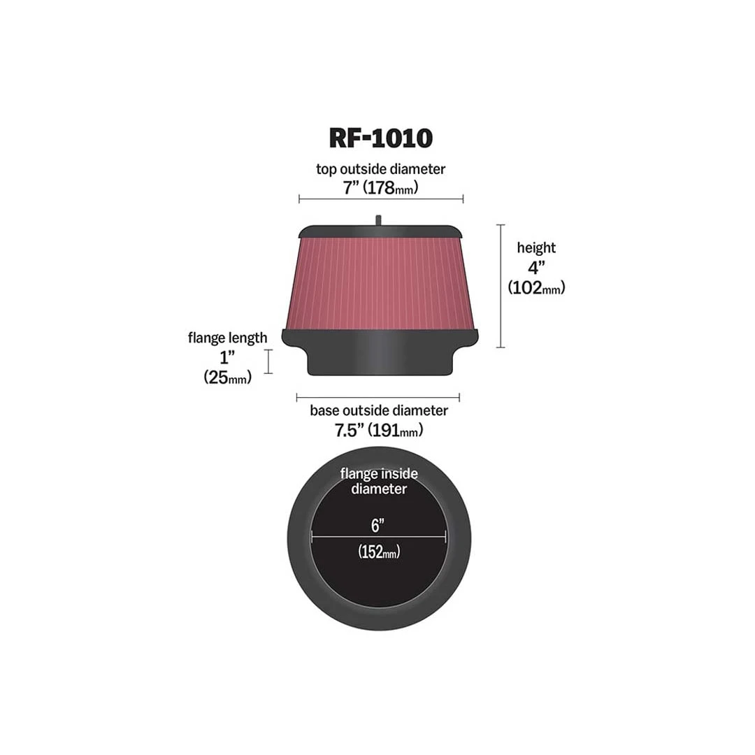 RF-1010 K&N SPECIAL ORDER Univ Clamp-On Fltr 4 RF-1010 K&N SPECIAL ORDER Univ Clamp-On Fltr - Image 2