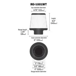 RG-1001WT-L K&N Universal Chrome Filter Multi Lingual -K&N Sales Store RG 1001WT L Dim