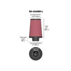 RG-1002RD-L K&N Universal Chrome Filter Multi Lingual -K&N Sales Store RG 1002RD L Dim 1