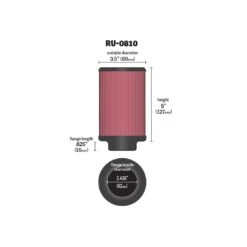 RU-0810 K&N Universal Clamp-On Air Filter 11 RU-0810 K&N Universal Clamp-On Air Filter -K&N Sales Store RU 0810 Dim 1