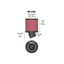 RU-1750 K&N Universal Clamp-On Air Filter -K&N Sales Store RU 1750 Dim