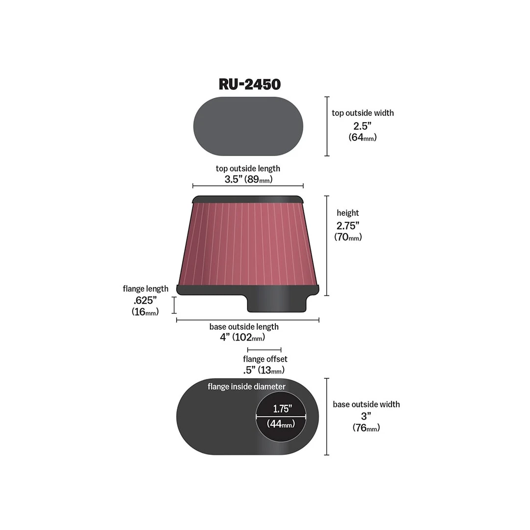RU-2450 K&N Universal Clamp-On Air Filter 4 RU-2450 K&N Universal Clamp-On Air Filter - Image 2