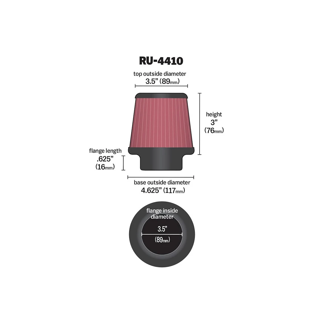 RU-4410 K&N Universal Clamp-On Air Filter 4 RU-4410 K&N Universal Clamp-On Air Filter - Image 2