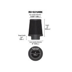 RU-5171HBK K&N Universal Clamp-On Air Filter 14 RU-5171HBK K&N Universal Clamp-On Air Filter -K&N Sales Store RU 5171HBK Dim 1